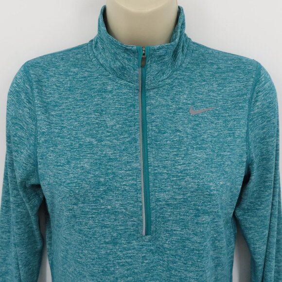 Nike Womens Extra Small XS Teal Green Heathered Pullover Quarter Zip Dri Fit - Picture 2 of 13